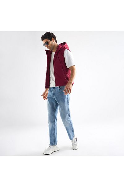 FAV Quilted Sleeveless Jacket With Hood And Zip Closure