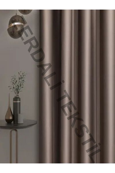 SHY TEKSTİL Mink Colored Sun-Proof Background Blackout Curtain - Sizes (Width X Length)