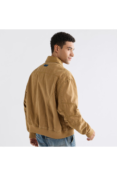 FAV Solid Biker Jacket With Long Sleeves And Zip Closure