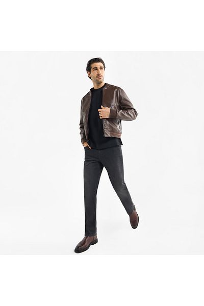 FAV Textured Bomber Jacket With Zip Closure And Pockets