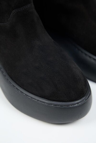 Manijero Gemma Kadın Hakiki Deri Düz İçi Kürklü Siyah Bot