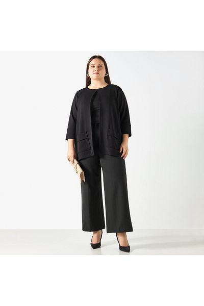 Ulla Popken Plus Size Shacket With Long Sleeves And Pockets