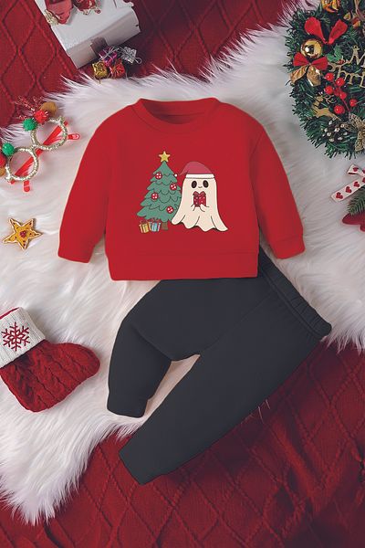 ADABEBEK Hooded New Year's Ghost Printed 2-Piece Baby Set 23188