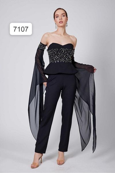 Robes Βραδινό φόρεμα με μανίκια σιφόν Strablez Draped