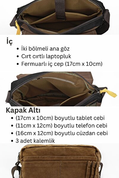 Cappadocia Vintage 4009 Ephesus Casual Shoulder Postman Antique Coffee 14 Inch Laptop School Travel Daily Vintage Cotton Bag