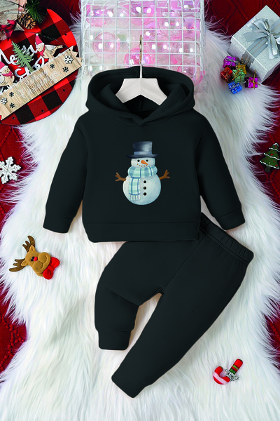 ADABEBEK Hooded Mr. Snowman Printed 2-Piece Baby Set 23183