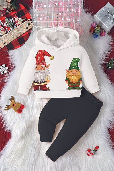 ADABEBEK Hooded New Year's Glory Gnomes Printed Baby Set 23126