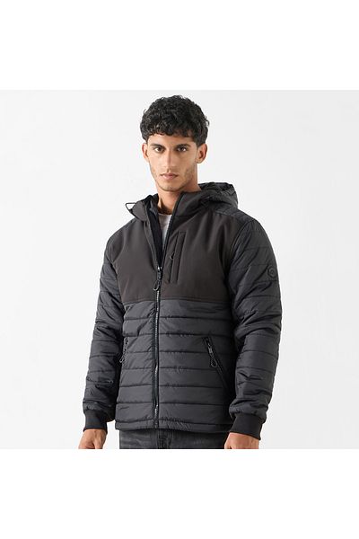 Kappa Quilted Hooded Jacket with Zip Closure and Pockets