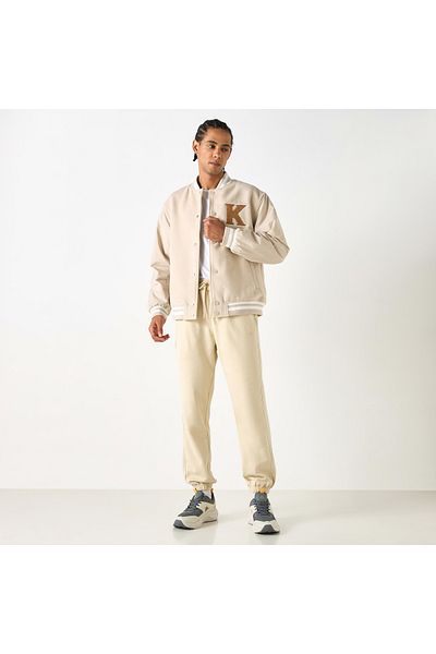 Kappa Logo Embossed Varsity Jacket With Button Closure