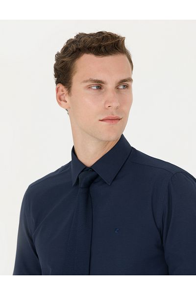 Pierre Cardin Тъмносиня риза с дълъг ръкав Slim Fit 50275816-VR033