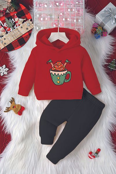 ADABEBEK Hooded Christmas Dwarf Printed 2-Piece Baby Set 23196