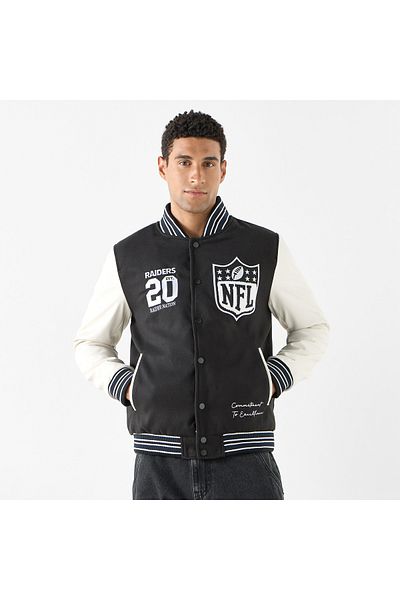 SP Characters The Las Vegas Raiders Logo Detail Bomber Jacket with Pockets and Long Sleeves