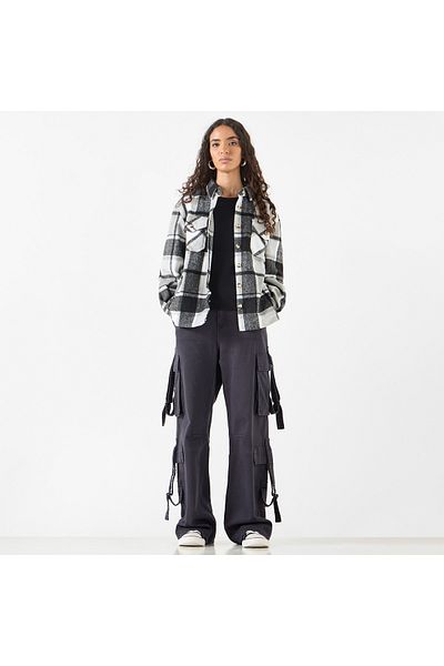 Lee Cooper Checkered Hat with Long Sleeves and Pockets