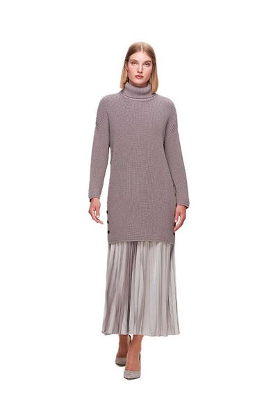 MISS DALIDA Fusta cu pliuri din piatră din satin - T25K-2000