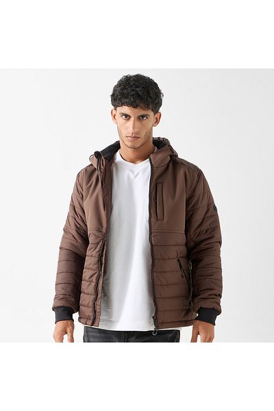Kappa Quilted Hooded Jacket with Zip Closure and Pockets