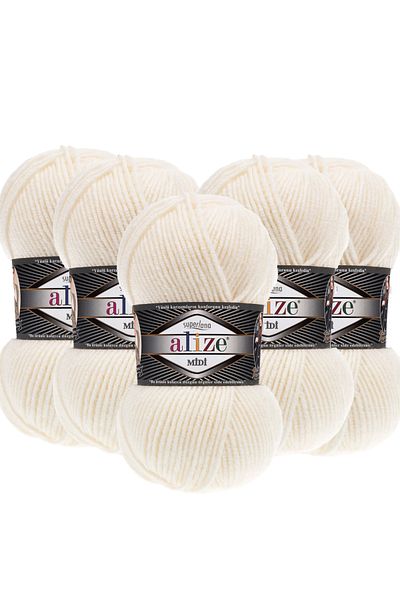 Alize 5 Pieces Midi Alize - Superlana Medium Thick Wool Yarn 100Gr 170Mt.62