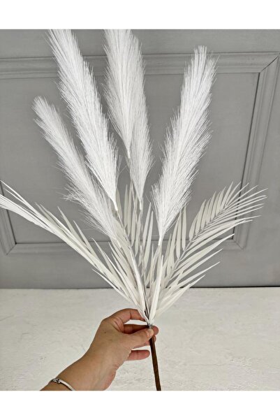 PEKİBU UZUN TÜYLÜ YAPAY YELPAZE ÇİÇEK BUKETİ BEYAZ