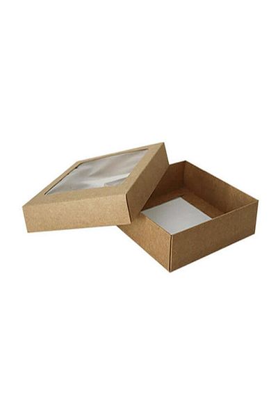Parti Adresi Κουτί Kraft 32x32x9 cm - Κουτί δώρου με παράθυρο Acetate