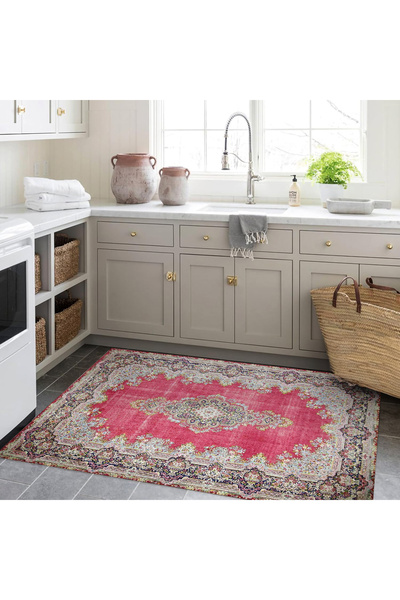 Rugs Modern Halı Συλλογή Umut με ροζ και γκρι θέμα, vintage διακοσμητικό χαλί...