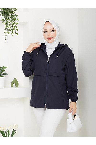 Dabenti women style Γυναικεία κοντή καμπαρντίνα Bondit Oversize με κουκούλα