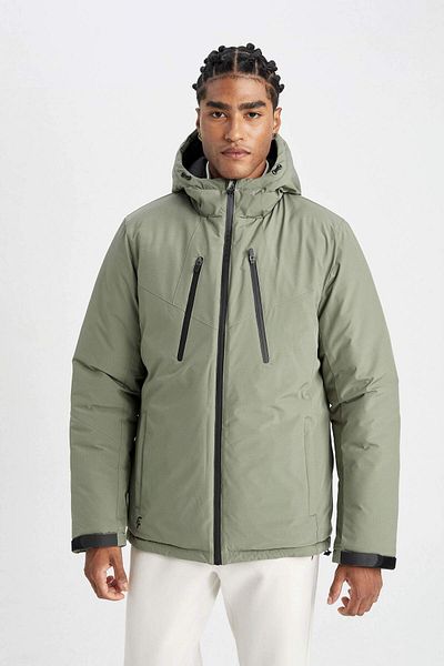 DeFacto Slim Fit Hooded Parka με Θερμόμετρο - Αδιάβροχο και Αντιανεμικό
