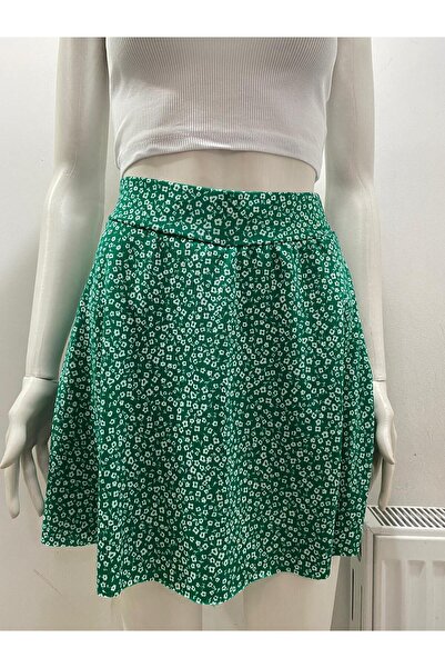 LADY HAZAL Mini fustă verde cu model floral și pantaloni scurți Helen Fabric Fusta Floral11