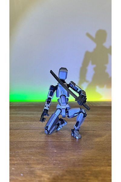 Shaddshop Articulated Movable Figure Changing Robot Figure (Gray) (Gun Set Included)