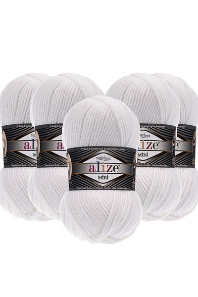 Alize 5 Pieces Midi Alize - Superlana Medium Thick Wool Yarn 100Gr 170Mt.55