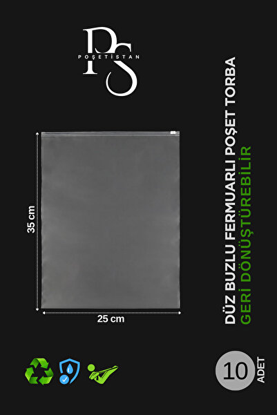 POŞETİSTAN Valiz Ve Dolap Içi Düzenleyici Buzlu Fermuarlı Poşet Torba 10 Adet 25 Cm X 35 Cm
