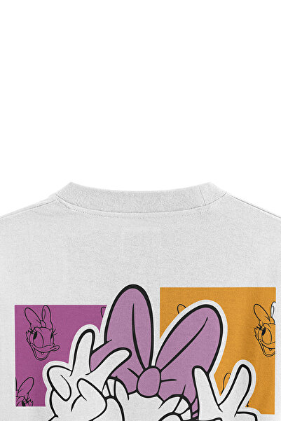 Overoz Λευκό μπλουζάκι oversized Daisy Duck Back με τύπωμα T-shirt oversized με κείμενο Unisex T-shirt