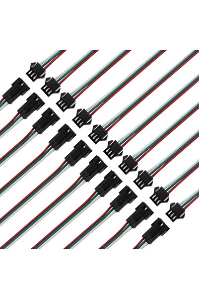 Ledarmy 10 Adet JST SM 3 Pin Konektör LED Güç Erkek Dişi SM bağlantı Kablo Ad...