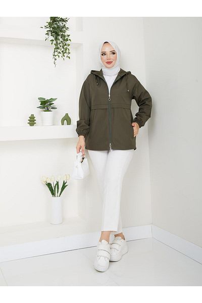Dabenti women style Γυναικεία κοντή καμπαρντίνα Bondit Oversize με κουκούλα