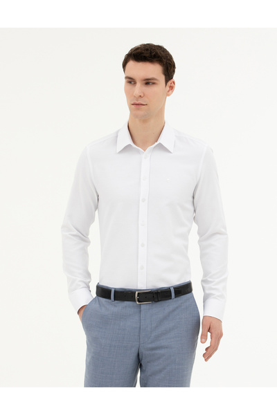 Pierre Cardin White Slim Fit Long Sleeve Shirt 50282976-Vr013