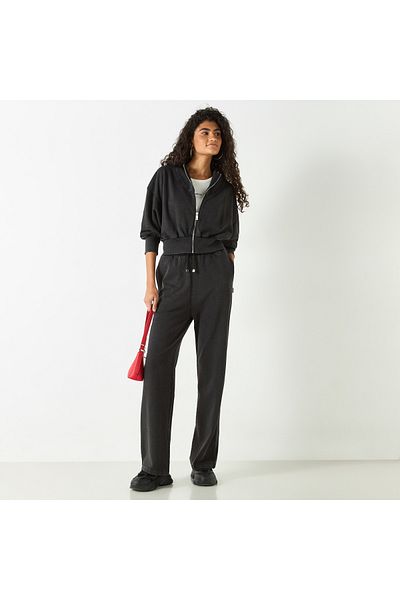 Lee Cooper Solid Sweatshirt with Zip Closure and Long Sleeves