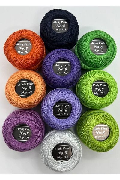 ALMİŞ Alış Perle Etamin-Cross Stitch 10-Piece Thread Set (10 Gr-No:8)
