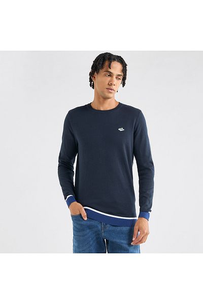 FAV Solid Sweatshirt with Long Sleeves and Crew Neck