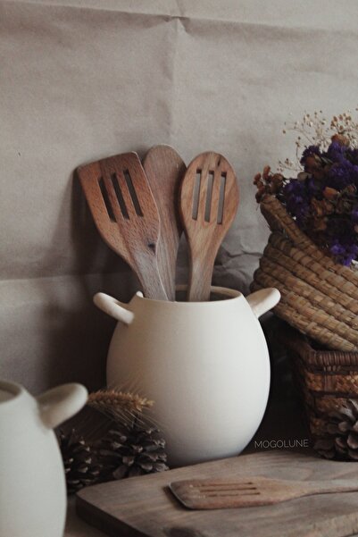 Mogolune مزهرية مصنوعة يدويًا من السيراميك والفخار باللون البيج الفاتح وحامل ...