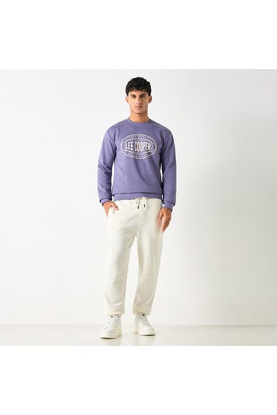 Lee Cooper Printed Sweatshirt with Long Sleeves and Crew Neck