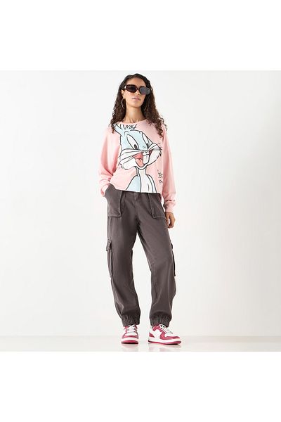 SP Characters Bugs Bunny Print Sweatshirt with Crew Neck and Long Sleeves