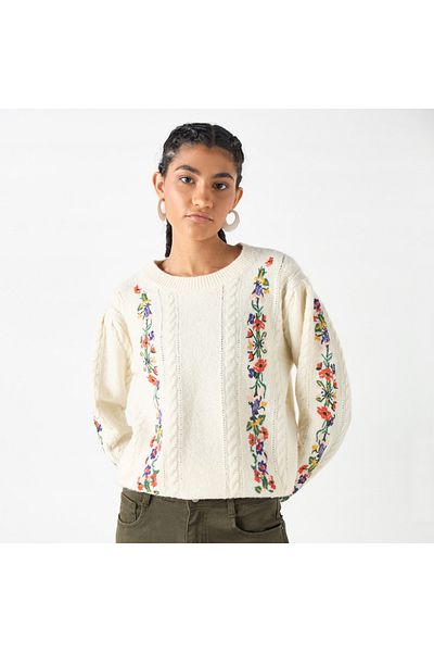 Lee Cooper Embroidered Crew Neck Jumper with Long Sleeves
