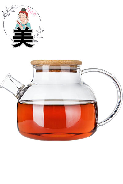 FORSEİ LUCA 1000 ml Glass Teapot Jug with Bamboo Lid - Heat Resistant Herbal ...