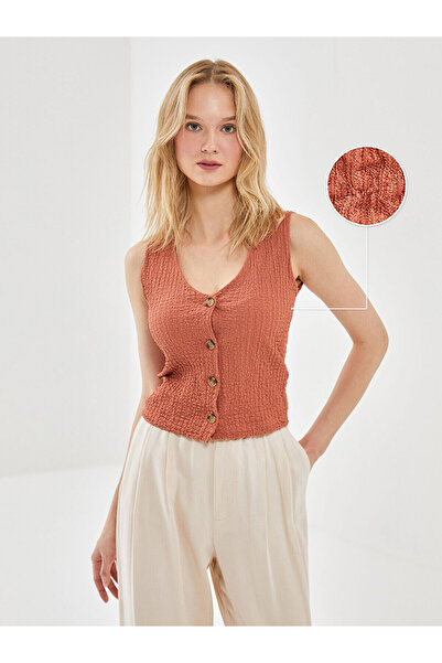 LC Waikiki V-Neck Textured Women's Tank Top