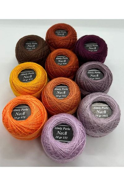 ALMİŞ Perle Etamin-Cross Stitch 10-Piece Thread Set (10 Gr-No:8)