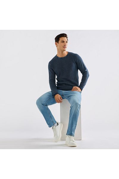 FAV Textured Sweater with Long Sleeves and Crew Neck