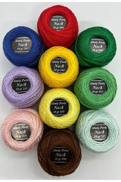 ALMİŞ Perle Etamin-Cross Stitch 10-Piece Thread Set (10 Gr-No:8)