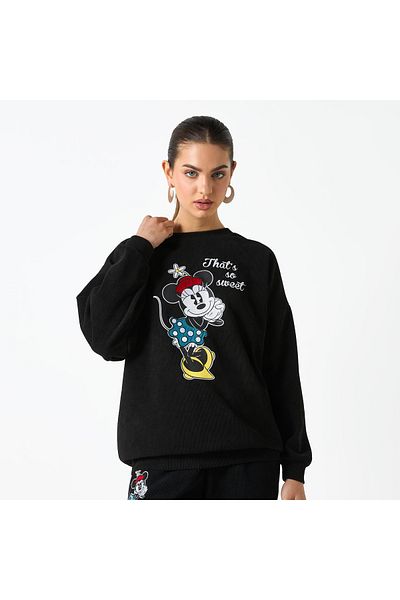SP Characters Minnie Mouse Print Sweatshirt With Crew Neck And Long Sleeves