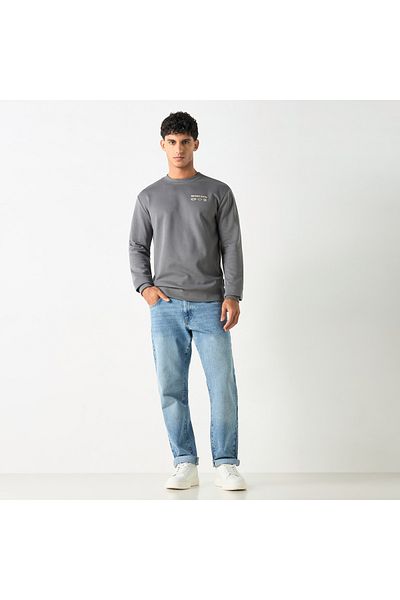Lee Cooper Printed Sweatshirt with Long Sleeves and Crew Neck