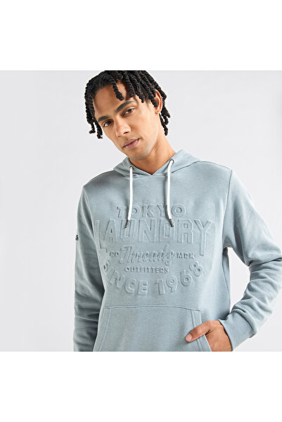 FAV Embossed Hooded Sweatshirt with Long Sleeves and Kangaroo Pockets