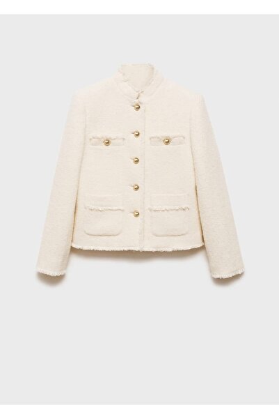 MANGO Woman Tvídová bunda s vreckami