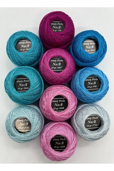 ALMİŞ Alış Perle Etamin-Cross Stitch 10-Piece Thread Set (10 Gr-No:8)